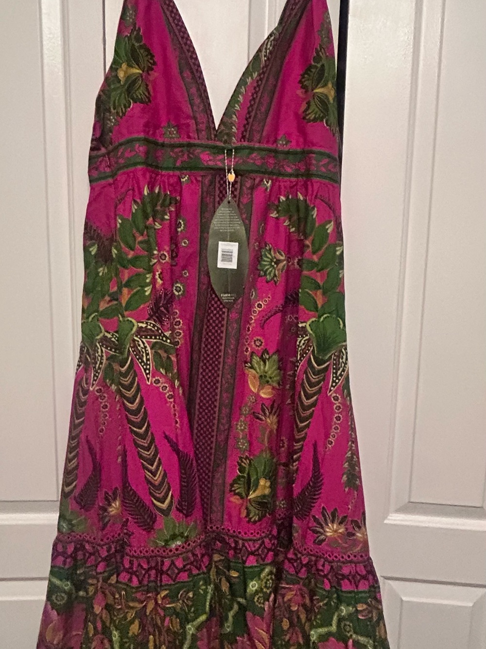 FARM Rio Pink Floral Halter Maxi Dress with Green Accents - Picture 4 of 6